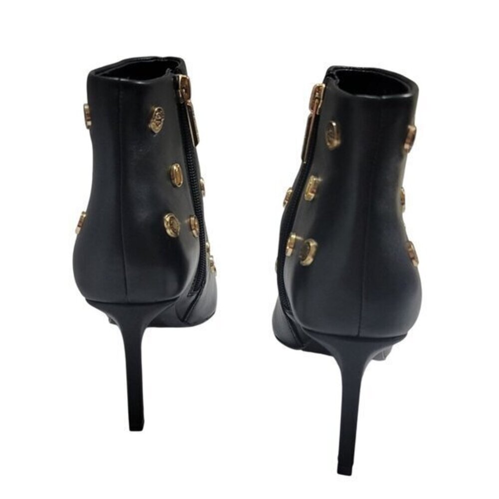 Karl Lagerfeld Saina Boots Heeled Booties 5 Black Leather - Picture 4 of 12